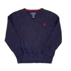 POLO RALPH LAUREN EUC Pima Cotton Navy V Neck Sweater